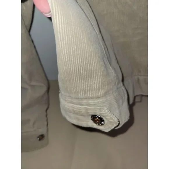 Finesse‎ Corduroy Sherpa Beige Snap Short Jacket Size Medium 90s Y2k Retro - Picture 9 of 16